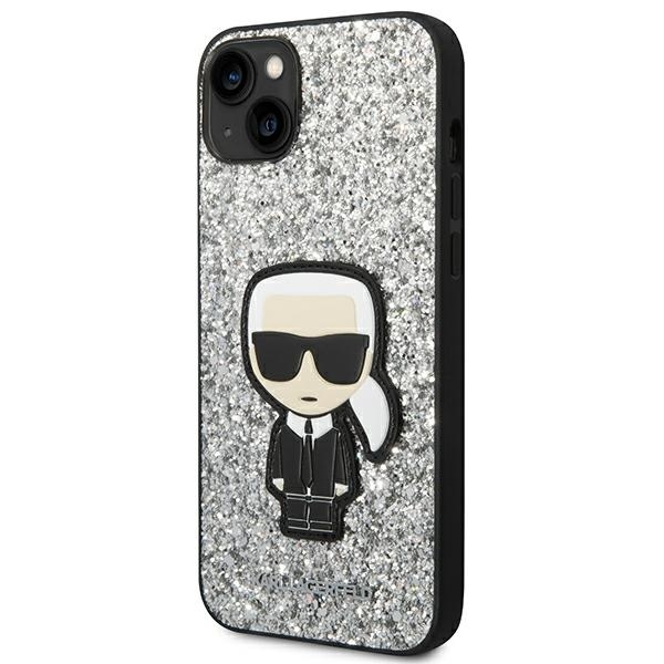 karl lagerfeld iphone 14 silver glitter flakes ikonik 2