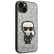 karl lagerfeld iphone 14 silver glitter flakes ikonik 4