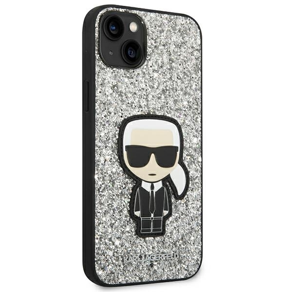 karl lagerfeld iphone 14 silver glitter flakes ikonik 4