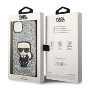 karl lagerfeld iphone 14 silver glitter flakes ikonik 8