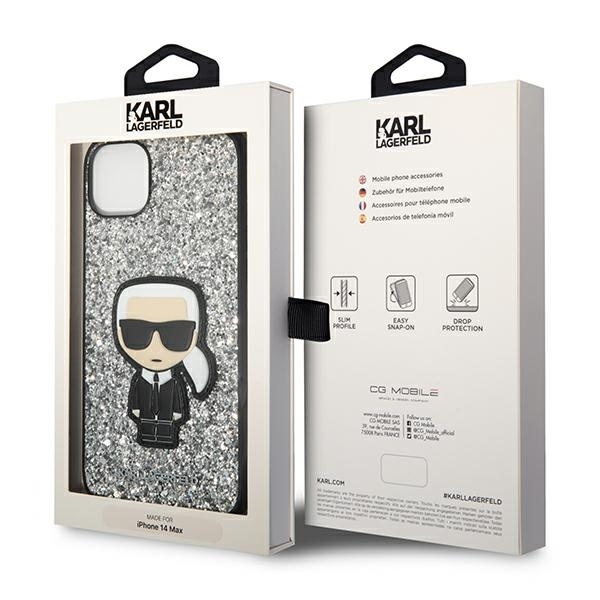 karl lagerfeld iphone 14 silver glitter flakes ikonik 8