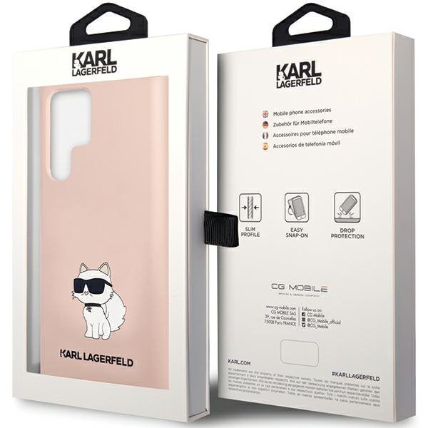 Ovitek Karl Lagerfeld za Samsung Galaxy S24 Ultra - Pink Silicone Choupette