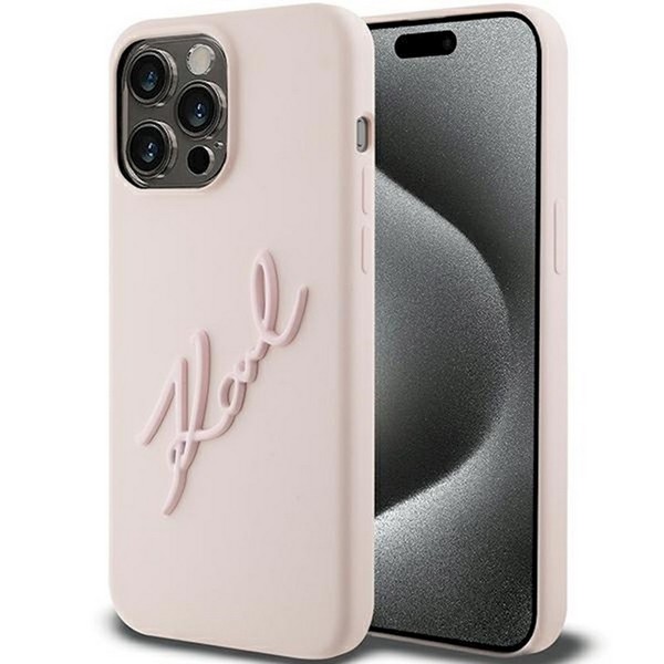 ovitek karl lagerfeld apple iphone 15 pro pink karl script 1