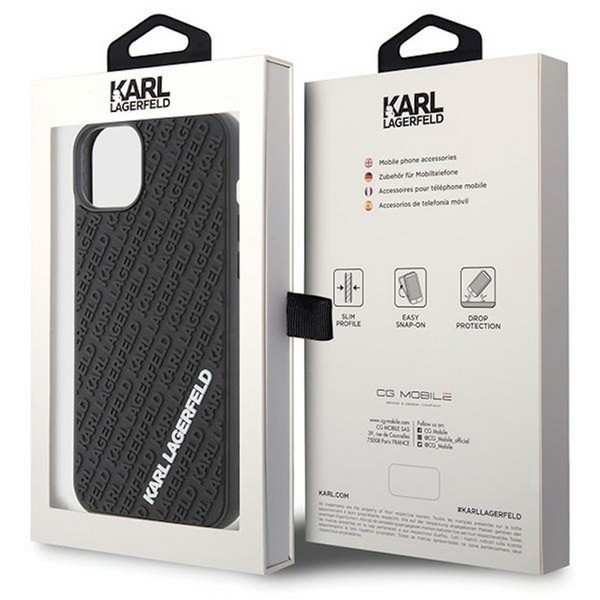 Ovitek Karl Lagerfeld za iPhone 15 Pro - Black 3D Rubber Multi Logo 7 ovitek karl lagerfeld apple iphone 15 pro rubber multi logo 6 3