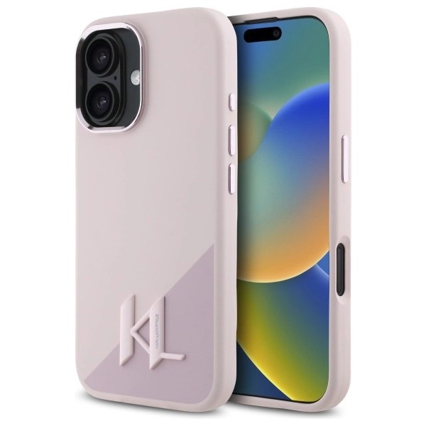 Ovitek Karl Lagerfeld za iPhone 16 - KLJMP16SSCMKMPCP 1 Karl Lagerfeld Silicone Shadow Metal Initial MagSafe Pink