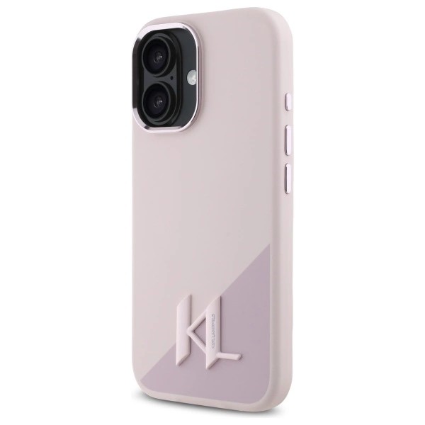 Ovitek Karl Lagerfeld za iPhone 16 - KLJMP16SSCMKMPCP 2 Karl Lagerfeld Silicone Shadow Metal Initial MagSafe Pink