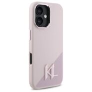 Ovitek Karl Lagerfeld za iPhone 16 - KLJMP16SSCMKMPCP 10 Karl Lagerfeld Silicone Shadow Metal Initial MagSafe Pink