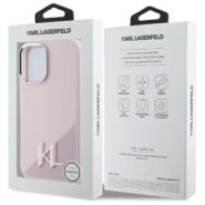 Ovitek Karl Lagerfeld za iPhone 16 - KLJMP16SSCMKMPCP 12 Karl Lagerfeld Silicone Shadow Metal Initial MagSafe Pink