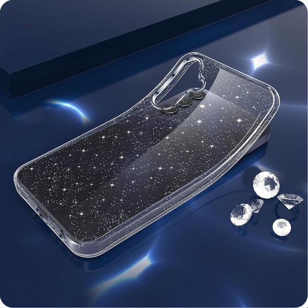 Ovitek za Samsung S25 Tech Protect Glitter 2 Ovitek za Samsung S25 Tech Protect Glitter je eleganten prozoren ovitek, z detajlom bleščic