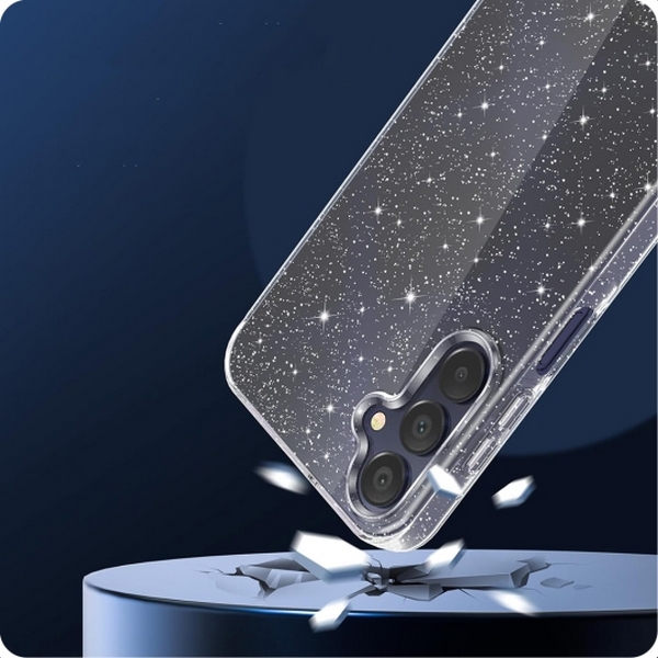 Ovitek za Samsung S25 Tech Protect Glitter 3 Ovitek za Samsung S25 Tech Protect Glitter je eleganten prozoren ovitek, z detajlom bleščic