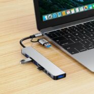 HUB Adapter 8v1 Tech Protect HB06 s priključki TYPE-C + USB2.0 + USB3.0 + SD/TF + AV3.5.