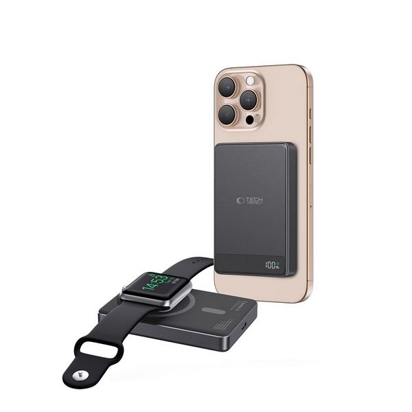 MagSafe Power Bank Tech Protect PB33 5000 mAh - črn 2 MagSafe Power Bank Tech Protect PB33 5000 mAh je visoko kakovosten adapter za polnjenje pametnih telefonov, ur in prenosnih računalnikov.