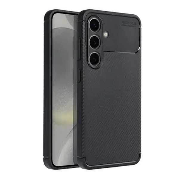 Črn ovitek Carbon Premium za Samsung Galaxy A36 1 Črn ovitek Carbon Premium za Samsung Galaxy A36 – pogled od zadaj s karbonskim vzorcem