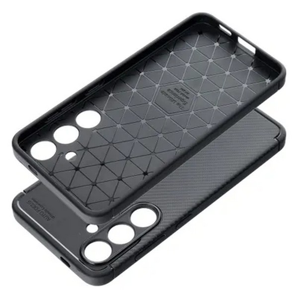 Črn ovitek Carbon Premium za Samsung Galaxy A36 3 Zaščita kamere in zaslona – štrleči robovi ovitka za Galaxy A36