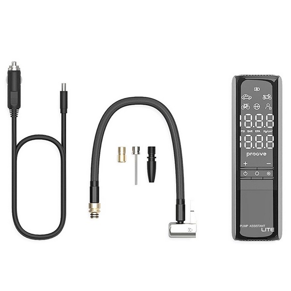 Kompakten in zmogljiv prenosni kompresor Proove Pump Assistant Lite s 120W moči in 12V napajanjem