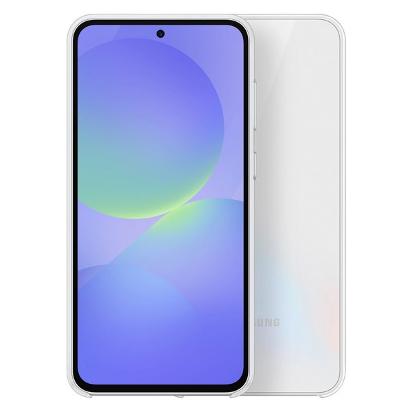 Prozoren ovitek za Samsung Galaxy A36 3 Prozoren ovitek nameščen na Samsung Galaxy A36 – poudarek na dizajnu