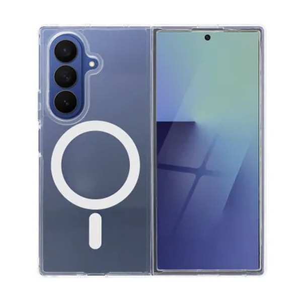 Prozoren Magsafe ovitek za Samsung Galaxy Z Fold 7 z vgrajenim MagSafe obročem.